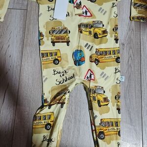 Playful School Bus Kids Footie